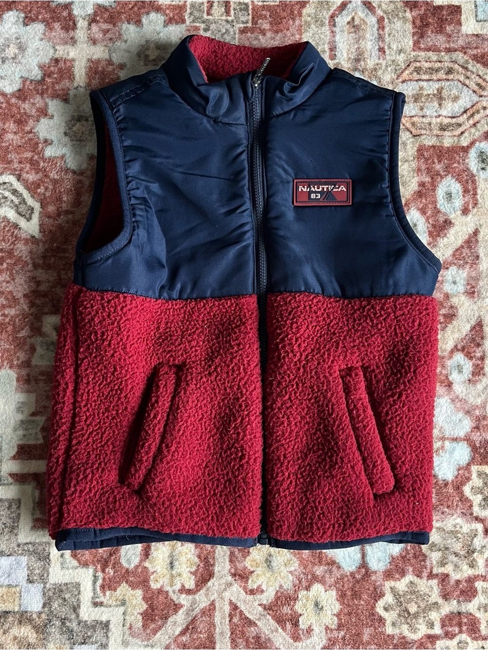 Nautica Kids Navy and Red Fleece Vest